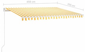 Toldo retrátil manual 450x350 cm amarelo e branco