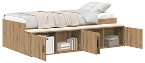 Estrutura de Cama de Armazenamento Carvalho Artesanal 90x190 cm