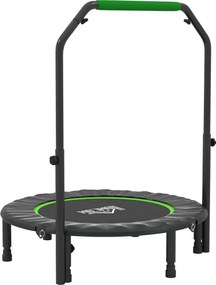 HOMCOM Trampolim Fitness Ø102 Trampolim Dobrável com Pega Ajustável em 4 Níveis Estrutura de Aço Verde | Aosom Portugal