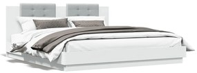 3209905 vidaXL Estrutura cama c/ cabeceira 160x200 cm derivados madeira branco