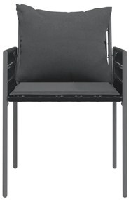 Cadeiras jardim c/ almofadões 6 pcs 54x61x83 cm vime PE preto