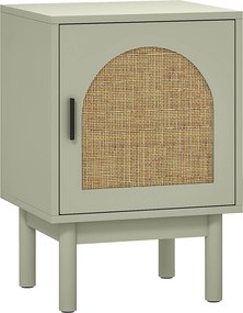 HOMCOM Mesa de Cabeceira com Porta de Vime Prateleira Ajustável e Pés de Madeira Estilo Boémio Mesa Auxiliar 40x35x58 cm Verde | Aosom Portugal