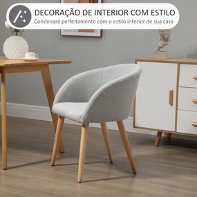 Cadeira Sala de Jantar Estofada em Linho Sintético Transpirável com Assento Acolchoado e Pés de Madeira Cadeira Moderna para Sala de Estar Dormitório