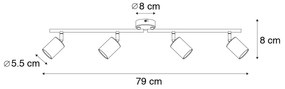 Candeeiro de teto moderno dourado com LED 4 luzes - Mark Moderno