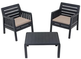 Conjunto de Jardim Antracite – 2 Sofás de 1 Lugar e Mesa de Centro – D