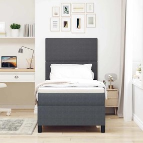 vidaXL Cama Box Manual Cinza Escuro e Branco 203 x 80 x 128 cm
