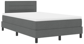 Cama Box Spring com Colchão &amp; LED Cinza Escuro 120x190 cm Tecido