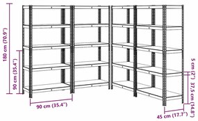 Estantes 5 prateleiras 4 pcs derivados de madeira/aço antracite