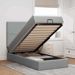 Estrutura cama otomana colchão 80x200 cm tecido cinzento claro