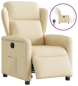 vidaXL Poltrona reclinável elétrica tecido cor creme