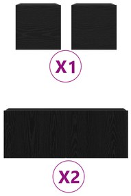 Conjunto de Armário para TV vidaXL de 6 Peças Carvalho Preto Madeira E
