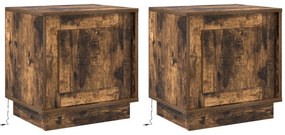 Criados-mudos  com luzes LED 2 pcs Carvalho Fumado 44x34,5x45 cm