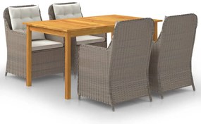 5 pcs conjunto de jantar para jardim castanho