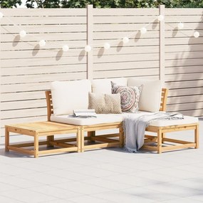 4 pcs conjunto lounge de jardim com almofadões acácia maciça