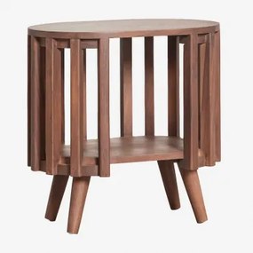 Pack De 2 Mesas De Cabeceira Ovais 50x35 Cm Em Madeira De Acácia Dragor Castanho-acácia Escuro - Sklum