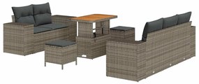 Conjunto de Sofá de Jardim com 8 Peças e Almofadas em Rattan Sintético