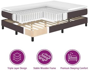 Cama Box com Colchão Castanho Escuro 140x190 cm, em tecido