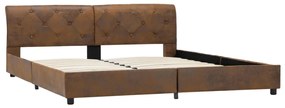 Estrutura de cama 160x200 cm camurça artificial castanho