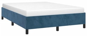 Estrutura de cama 140x190 cm veludo azul-escuro