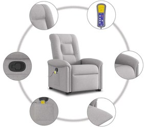 Poltrona elevatória de massagens tecido cinzento-nublado