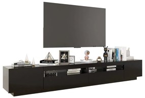 Móvel de TV com luzes LED 260x35x40 cm preto
