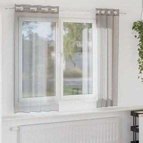 Cortinas de voile com ilhós 2 pcs cinzento-claro 140x140 cm