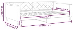 Sofá-cama 100x200 cm tecido cinzento-acastanhado