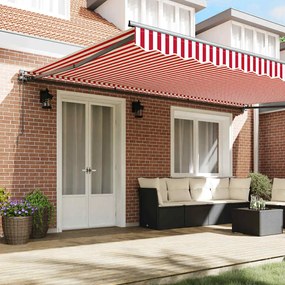 Toldo Retrátil Manual Listrado Vermelho e Branco 500x300 cm