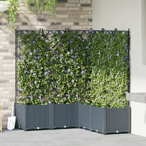 Jardineira com Treliça 5 pcs Cinzento-claro 120x120x143 cm