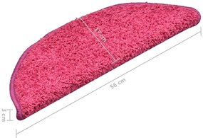 Tapete/carpete para degraus 15 pcs 56x17x3 cm rosa