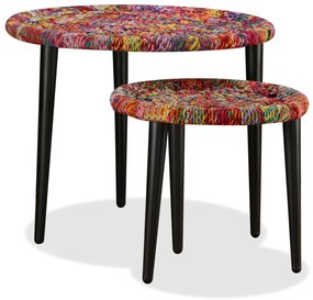 Conjunto mesas de centro 2 pcs detalhes chindi multicor