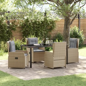 Conjunto de Jantar de 5 Peças vidaXL Bege Rattan Poliéster