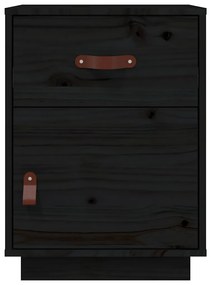Mesas de cabeceira 2 pcs 40x34x55 cm pinho maciço preto