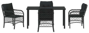 Conjunto de Jantar de Jardim de 5 Peças com Almofadas, Rattan Poliéste