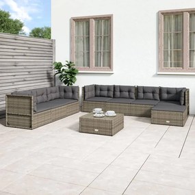 vidaXL 8 pcs conjunto lounge de jardim c/ almofadões vime PE cinzento