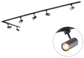 Sistema de iluminação de trilho moderno com 6 focos preto 1-fase 286cm - Iconic Jeana