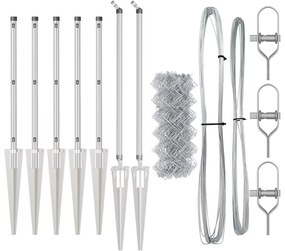 Cerca de Corrente com 7 Postes Espirais 1x10 m Aço Galvanizado