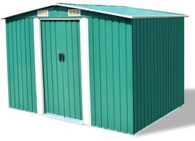 42910 vidaXL Abrigo de jardim metal verde 257x205x178 cm