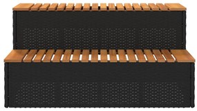 Degrau p/ hidromassagem 100x50x50,5 cm PE e acácia maciça preto