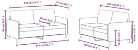 2 pcs conjunto de sofás veludo cinzento-escuro