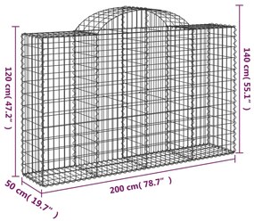 Cestos gabião arqueados 9pcs 200x50x120/140cm ferro galvanizado