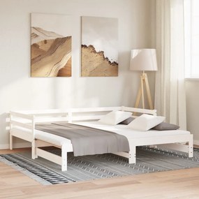 Estrutura sofá-cama de puxar 2x(90x200) cm pinho maciço branco