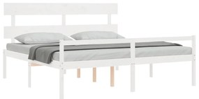 Estrutura cama Super King Size c/ cabeceira madeira branco