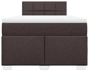 Cama boxspring com colchão 120x190 cm tecido castanho-escuro