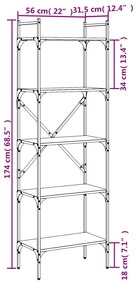 Estante c/ 5 prateleiras derivados de madeira carvalho castanho