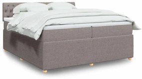 vidaXL Cama com molas/colchão 200x200 cm tecido castanho-acinzentado