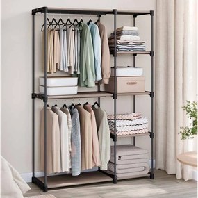 Guarda roupa aberto com varões para roupa 43 x 124 x 182 cm Castanho-greige