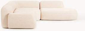Sofá de canto modular em bouclé com chaise longue Wolke (4 lugares)