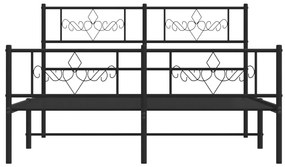 Estrutura de cama com cabeceira e pés 120x190 cm metal preto