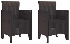 vidaXL Cadeira de Jardim 2 pcs Castanho 53 x 49 x 85 cm Polipropileno